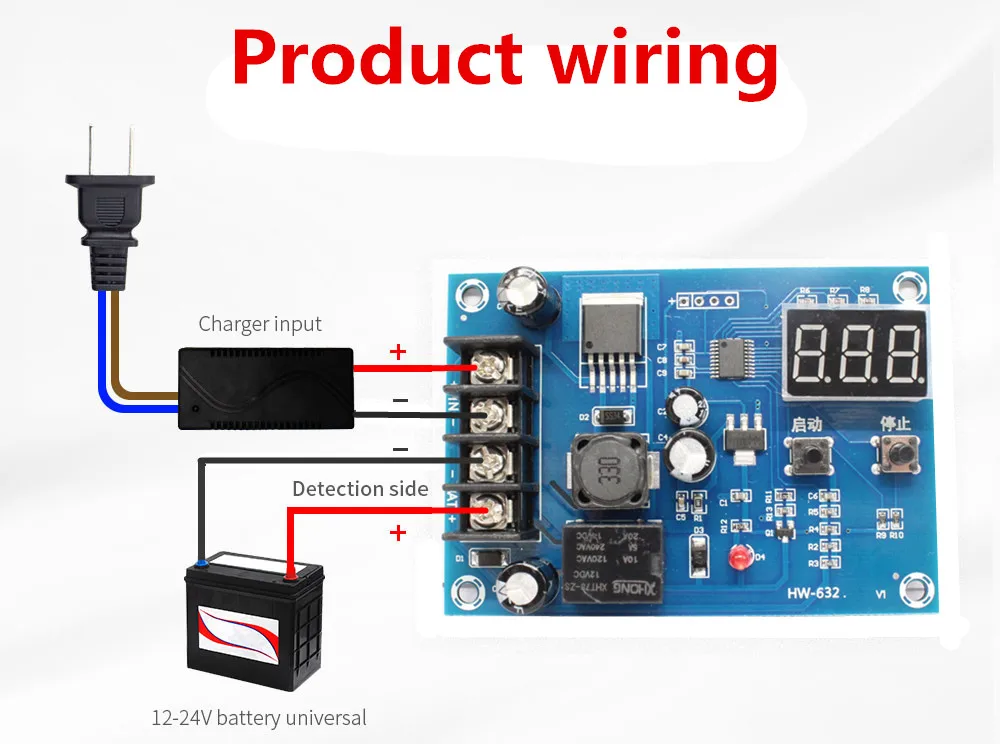 

XH-M603 Charging Control Module Digital LED Display Storage Lithium Battery Charger Control Switch Protection Board 12-24V