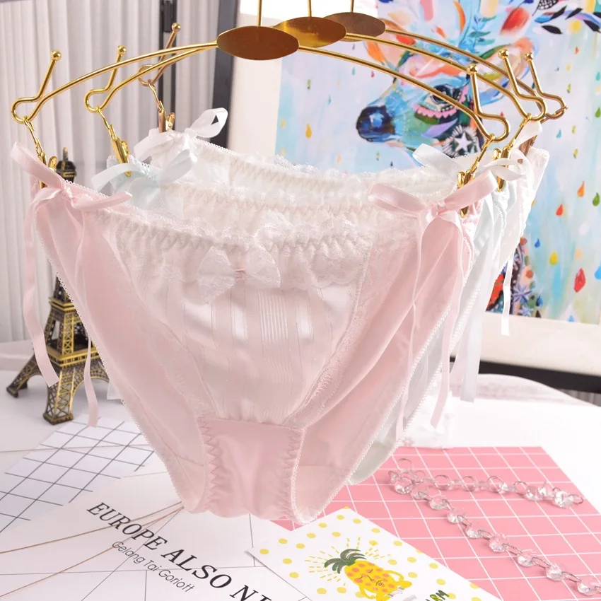 sexy bow tie ladies underwear eleant Chiffon silk underwear thon tana