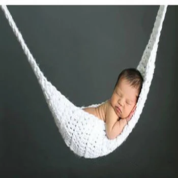

Cute Newborn Crochet 0-3 months Outfits Warm Infant Hand-knit Wool Hammock Photography Props Wild One Hundred Days Baby Clothing