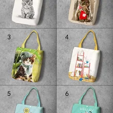 Neko Atsume кошка мультфильм печатных холст Recy хозяйственная сумка большой емкости настроить Tote Модные женские повседневные сумки на плечо