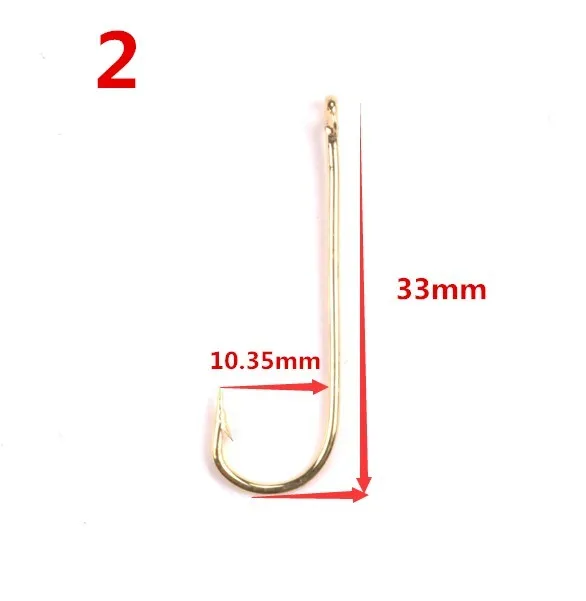 MIZUGIWA Long Shank Aberdeen Fishing Hooks Fresh Water Living Baits Hook Fish Jig Hooks PanFish Crappie Gold 100pcs - Цвет: size 2