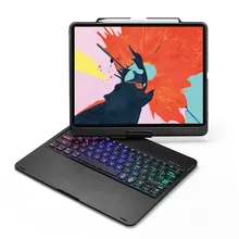 Тонкий Смарт 7 цветов светодиодный подсветкой 360 градусов вращающийся Беспроводной Bluetooth клавиатура чехол Чехол подставка для нового iPad Pro 12,9