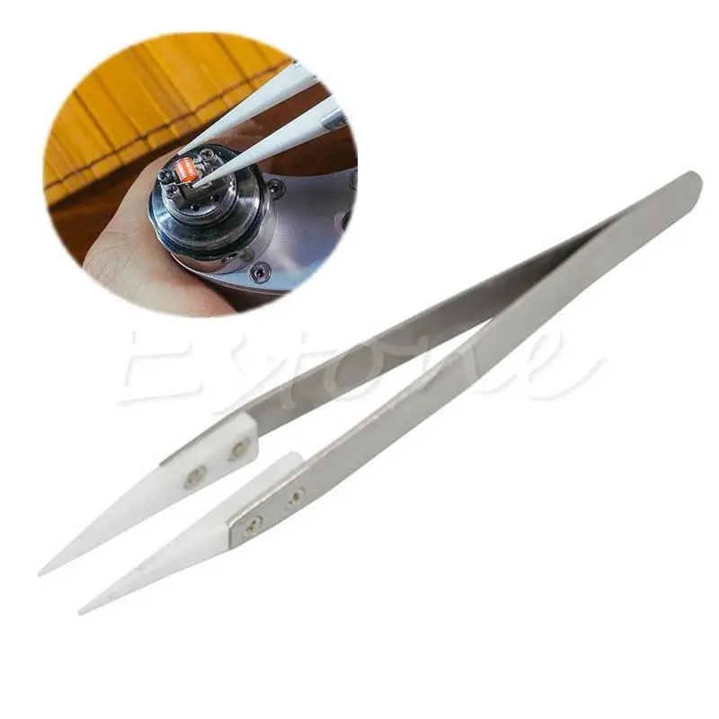 

OOTDTY Heat Resistant Stainless Steel Ceramic Tweezers Pointed Tip For RDA RBA Coils