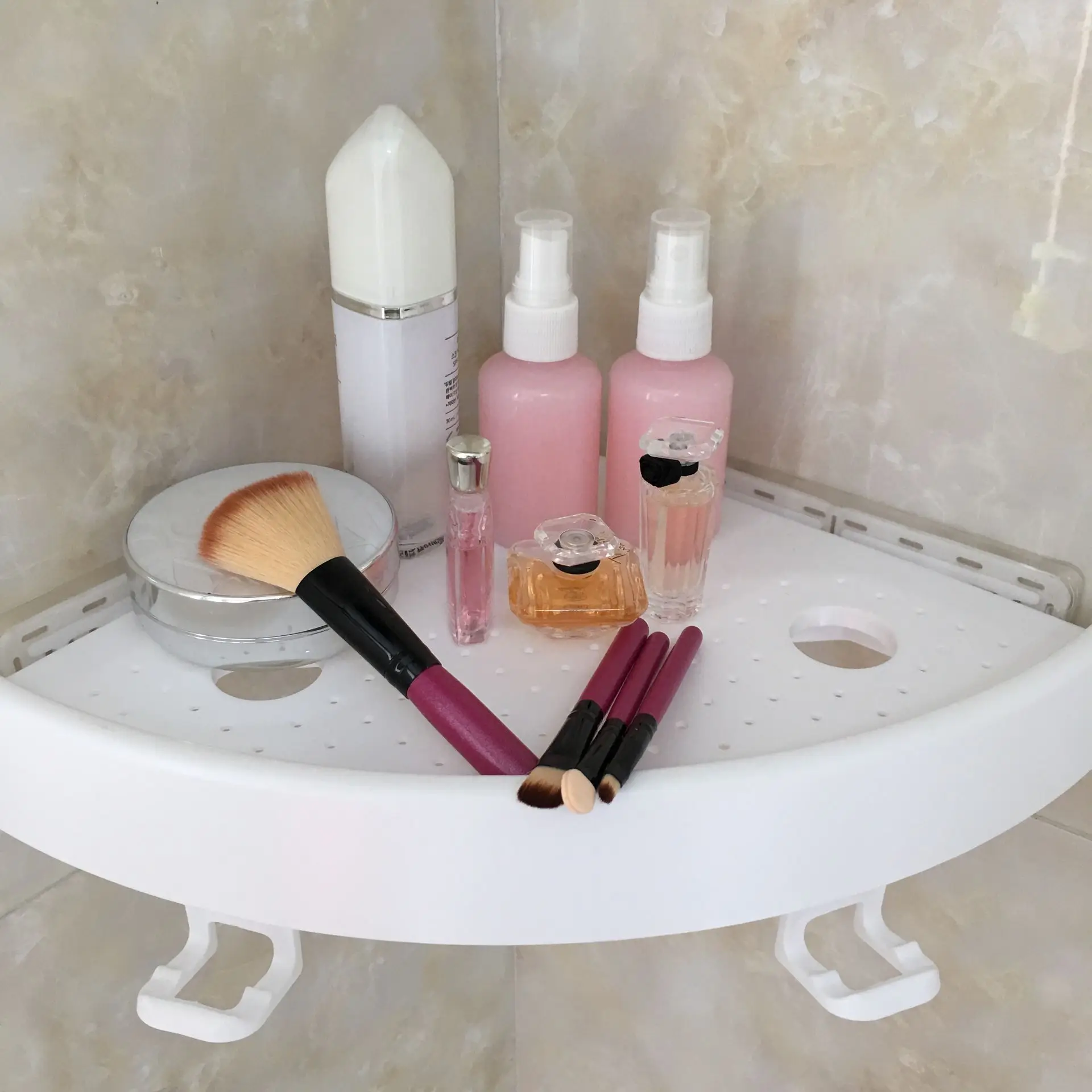 

Hot Snap Up Corner Shelf Plastic Corner Shelf Shower Storage Wall Holder Shampoo Holder Bathroom Shelf Qrganizer Caddy Bathroom