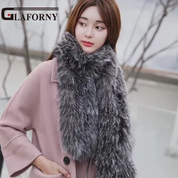 

FXFURS 2019 New Winter Lady Real Fox Fur Knitted Long Scarf High Quality Soft Warm Shawls Best Gift Mufflers Luxury Fox Fur