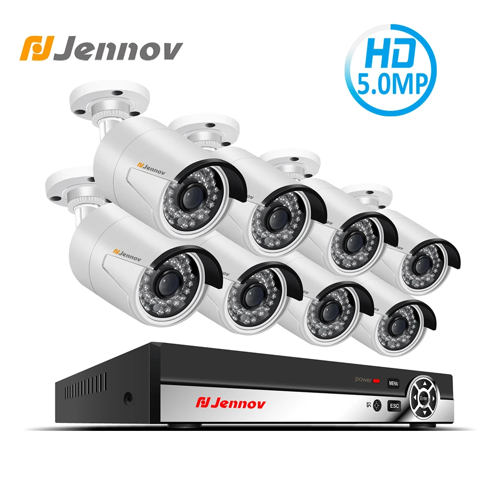 

Jennov 5MP 8CH CCTV Camera System Security Camera System Video Surveillance POE Set NVR Kit H.265 HDMI Outdoor IP Cam 36 Pieces