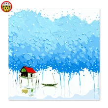 Картина по номерам художественная краска по номерам Лодка Красный дом синие леса рисование на холсте цифровая краска ing знаменитая краска ing