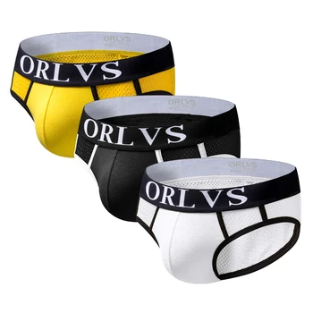 

ORLVS Brand Men Underwear Mesh Qucik-Dry Sexy Men Briefs Breathable Mens Slip Cueca Male Panties Underpants Briefs 3 colors