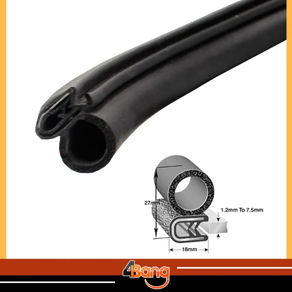 18mmx27mm BLACK Flexible Car Pillar Window Door Seal Lok RV Camper Trailer Edge Trim Easily to