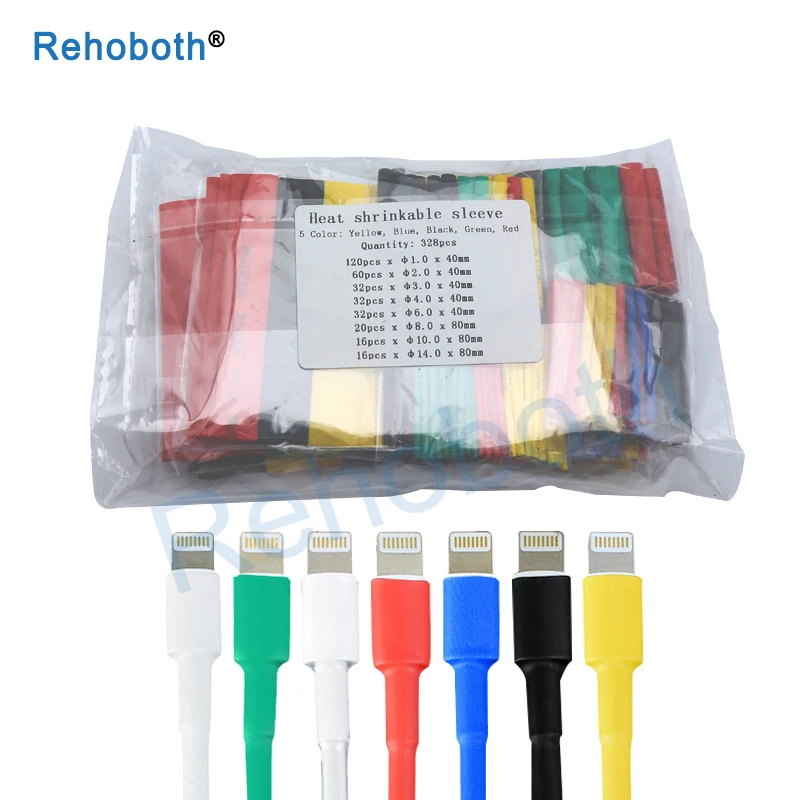 

free shipping 328pcs Set Polyolefin Shrinking Assorted Heat Shrink Tube Wire Cable Insulated Sleeving Tubing Set