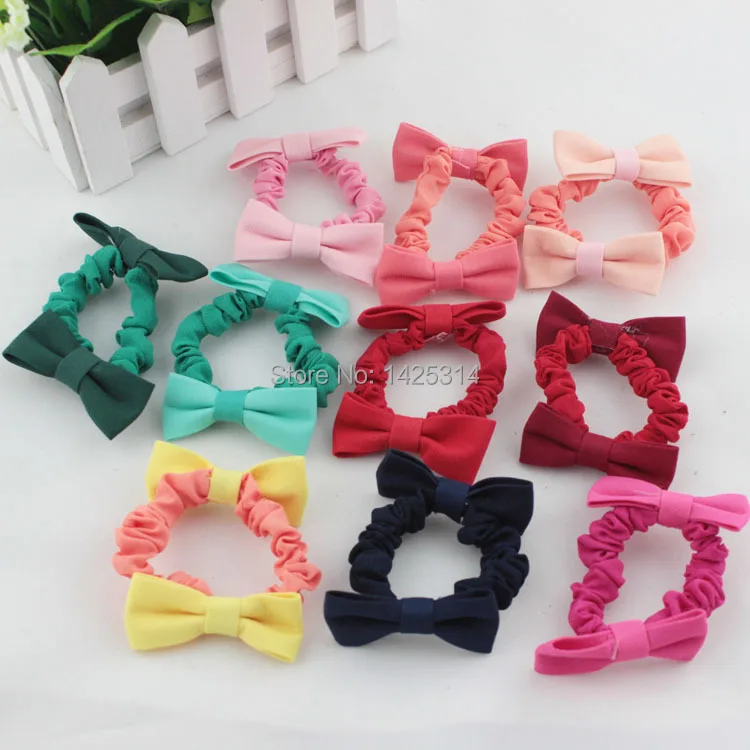 Quality fabric ribbon Elastic Hair Bands Girls Hair Ring Solid double
