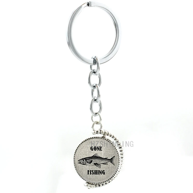 Buy Gone Fishing keychain new men women double sides