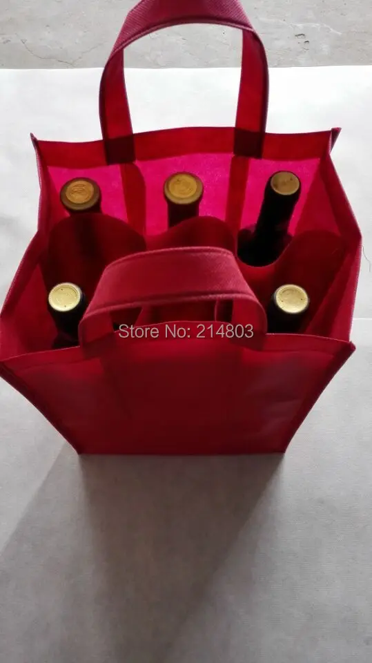 

(500PCS/lot) PP Non woven750ml 6 bottles wine bag with logo