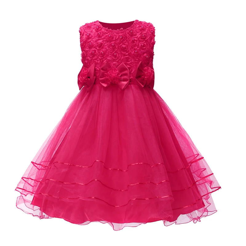 3-10 years kid girl long princess dress for evening party Child Flower Lace bow gown dresses 2018 wedding birthday costume