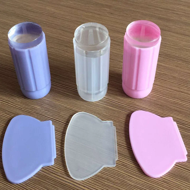 Штамповочный штамп для ногтей, маникюрный набор инструментов, силиконовый прозрачный DIY штамп для лака, набор шаблонов для ногтей, декоративная пластина розового цвета