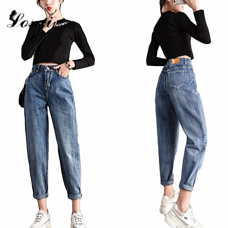 Najtaniej Dżinsy damskie dżinsy dla mamy spodnie damskie dżinsy typu boyfriend z wysokim stanem Push Up duże rozmiary damskie dżinsy czarne spodnie jeansowe Harem