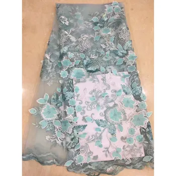 

Excellent evening dress material flower embroidery French tulle net lace fabric HNZ251(5yards/lot)