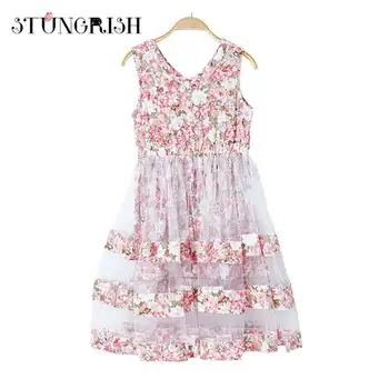 

Summer dresses for girls flower mesh design girls dress cute style sleeveless children clothing party casual kids constume 4-16Y