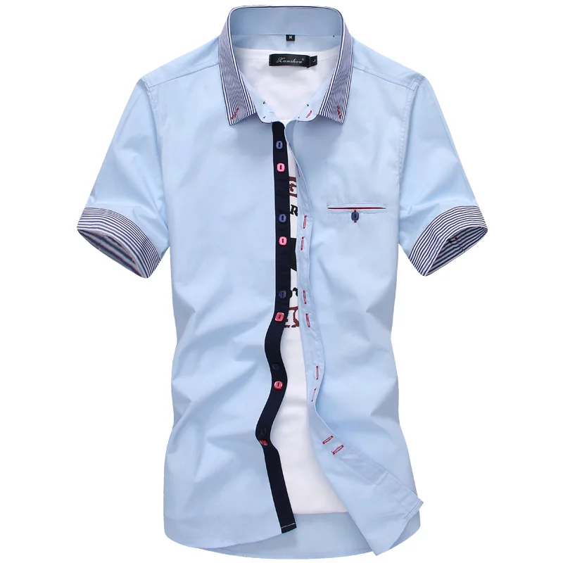 Для мужчин 2018 гавайская рубашка Мода многоцветная полоса splicingmale Повседневное футболка с коротким рукавом бренд Для Мужчин's Костюмы Camisas 3XL