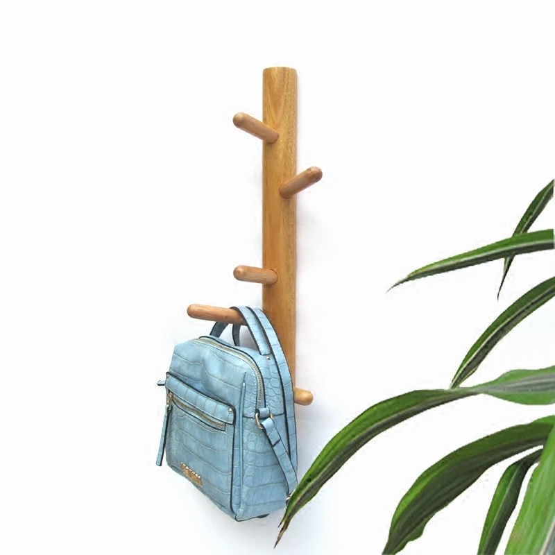 Simple Clothes Hat Hanger Creative Vertical Solid Wood Hanger Oak Wall Clothes  Wall  Clothes Hanger