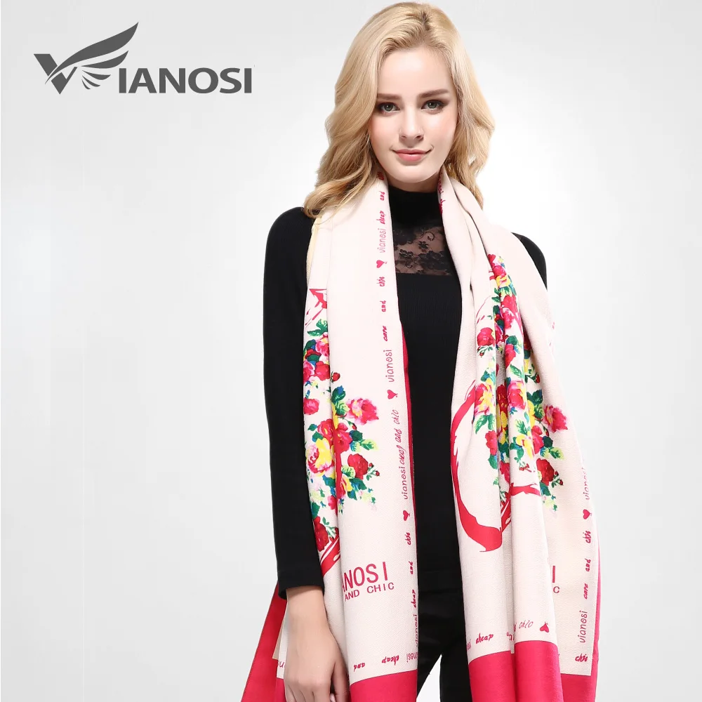 [VIANOSI] Luxury Scarf Woman Love Digital Printed Female Brand Winter
