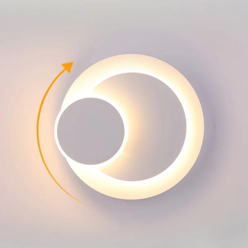 

Creative LED Wall Lamp 360 degree rotation adjustable bedside light Black white wall lamp Black modern aisle round lamp