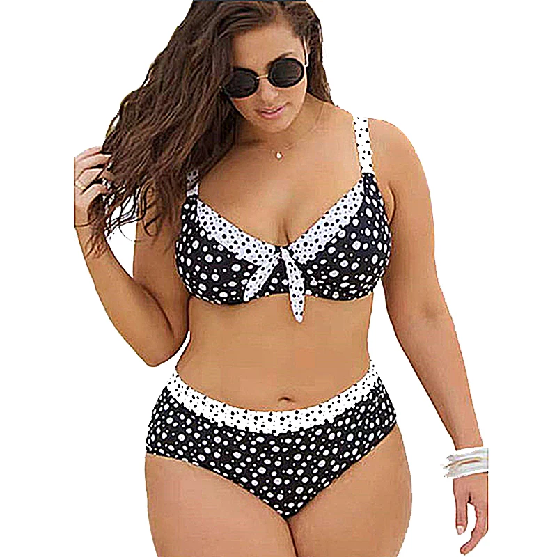 

2019 New European and American Big Code Bikinis Printed Bikinis Fat Women's swimwear high waisted bathing suits