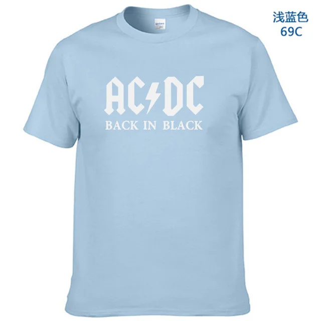 Camisetas AC/DC Группа рок футболка мужская ACDC черный Графический футболки с принтом Повседневная с круглым вырезом хип хоп короткий рукав хлопок Топ - Цвет: Light Blue-W