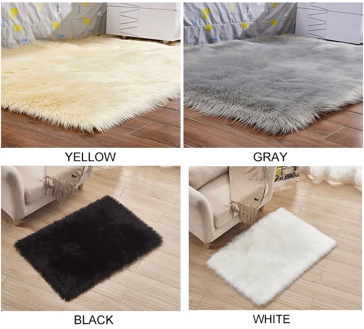 Fluffy Soft Artificial Wool Carpet Fur Area Rugs White Shaggy Rectangle/Square /Area Rugs Warm Seat Pad Home Decor