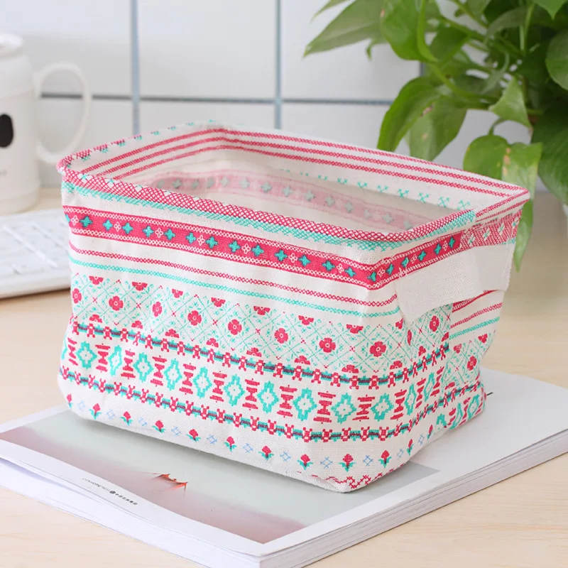 

Cotton Small Basket Folding Basket Home Organizers Makeup Organizers Sundries Storage Food Container Fruit Basket Toy Storage