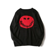 Fashion Men Sweater Long Sleeves Autumn Winter Cotton Pullovers Unisex Cute Smile Emjio Print Warm Top