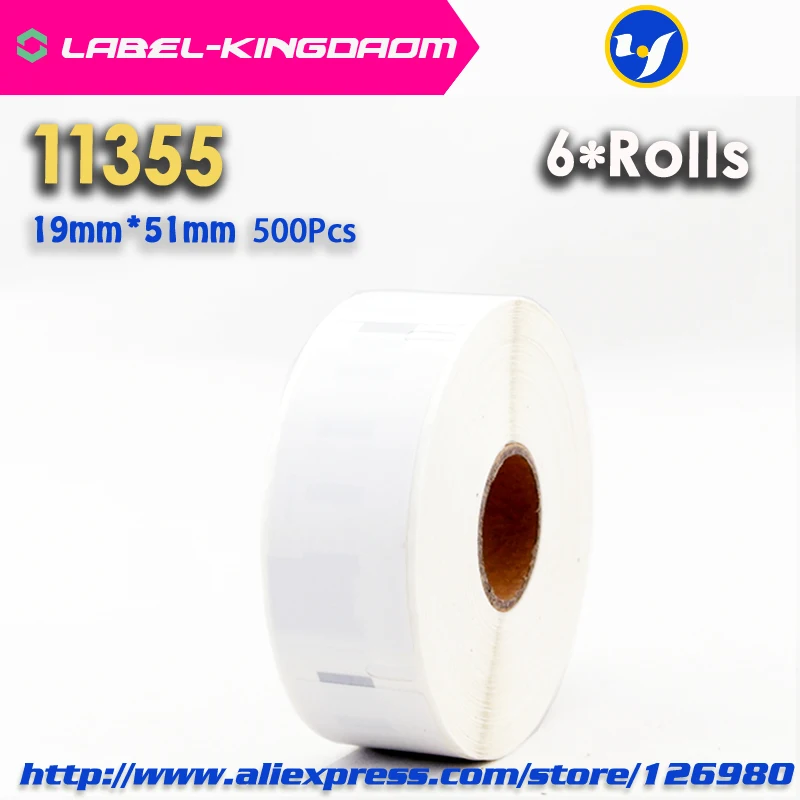 

6 Rolls Dymo Compatible 11355 Label 19mm*51mm 500Pcs/Roll Compatible for LabelWriter400 450 450Turbo Printer Seiko SLP 440 450