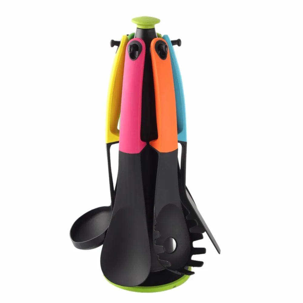 

7Pcs/set Kitchen Utensil Carousel Nylon Slotted Spatula Spoon Cooking Cookware Utensils kitchen accessories with retail box