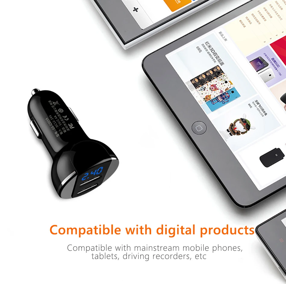 !ACCEZZ Dual Port USB Car Charger Digital Display For Iphone XS XR X 8 Plus Car Phone Charge Adapter Universal For Samsung S9 S8 (9)