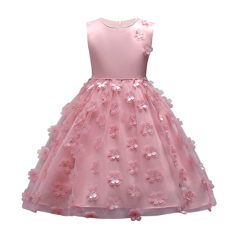 Детское кружевное платье с цветочным узором для маленьких девочек пышное свадебное платье подружки невесты; платье принцессы; платье-пачка для детей 2-8 лет