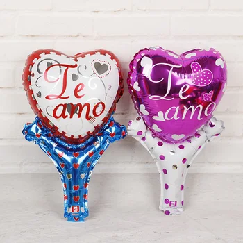 

Spanish TE AMO Handheld Foil Balloons Happy Valentine's Day LOVE Wedding Event Party Supplies Inflatable Globos 50pcs Wholesale