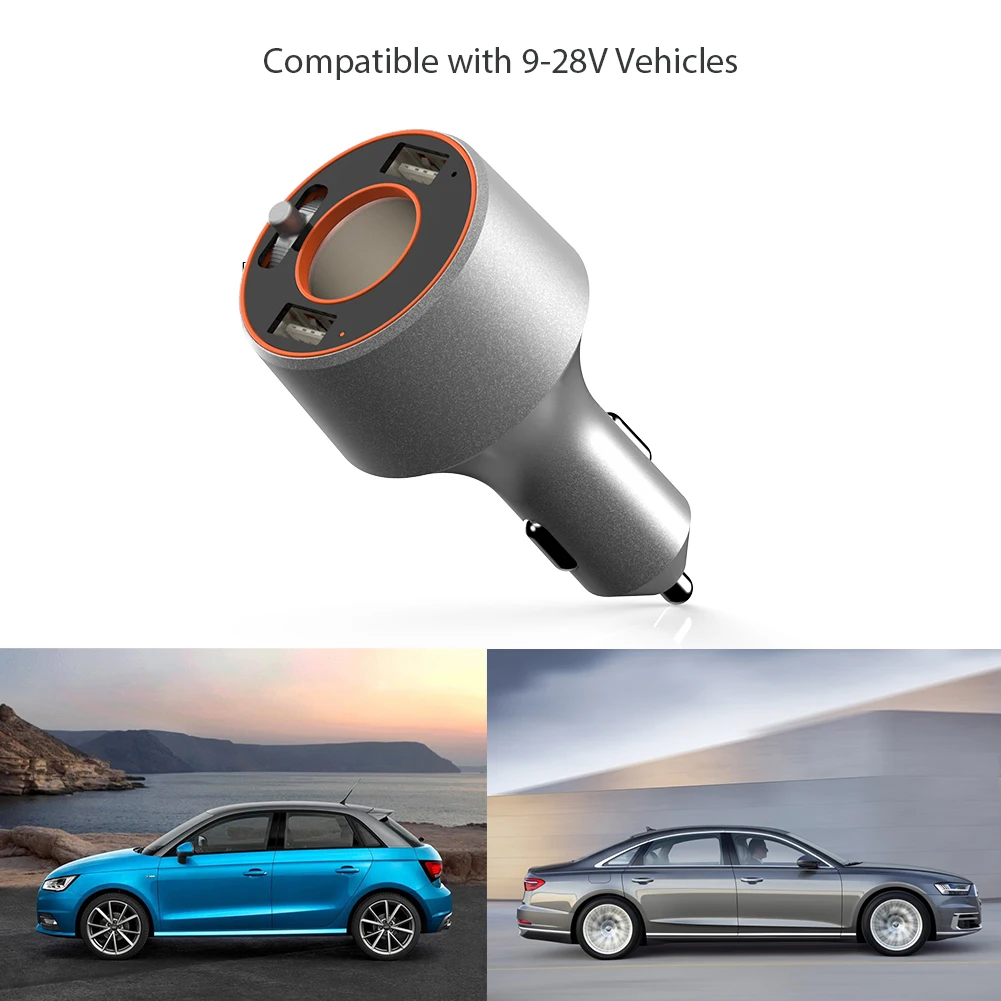 

Wireless 4.2 FM Transmitter Stereo Hands-Free Car Kit Flash Drive MP3 Player 80W Cigarette Lighter Socket 3.1A Car Charger
