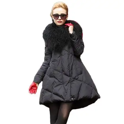 

2019 Large Collar Down Jacket Female Winter New Loose Down Jacket Long Coat Best Quality In China Hot Sale Black Coat