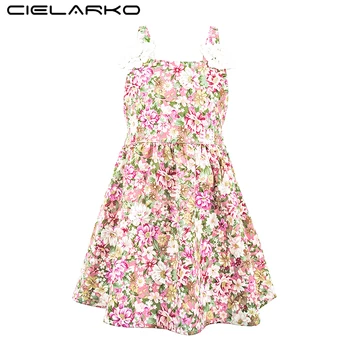 

Cielarko Girls Dress Cotton Strap Kids Flower Dresses Sleeveless Beach Vestidos Vintage Children Summer Clothing for Girl