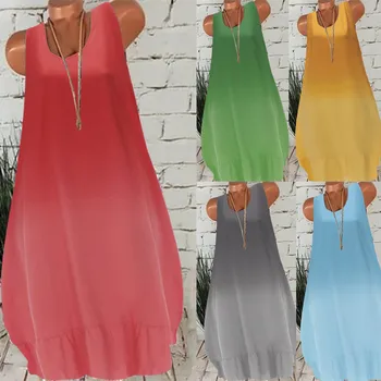 

Summer New Fashion Women Round Neck Dress Casual Sleeveless Dress Ladies Hang Dye Dress Wholesale Free Ship Z4