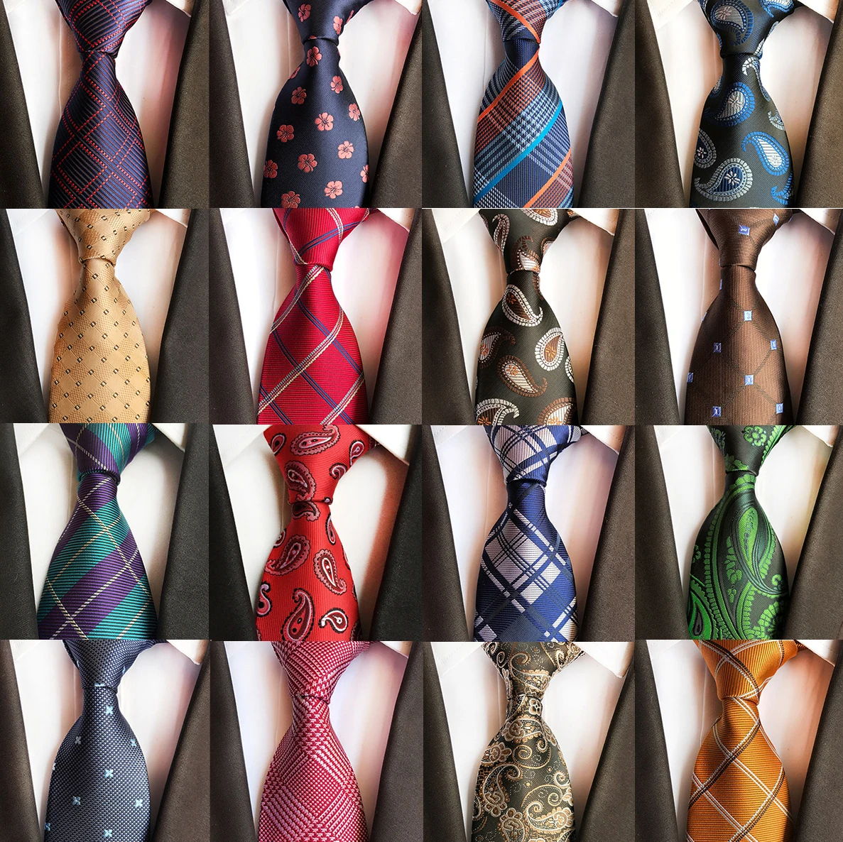 Шелковый мужской деловой галстук с узором пейсли, модный жаккардовый галстук на шею, красный, желтый, серебристый, для свадебной вечеринки, в клетку, в полоску, 8 см, формальный галстук