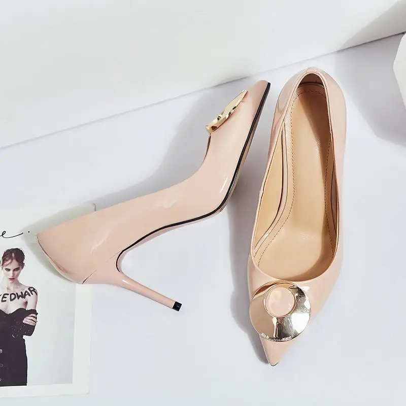 ALLBITEFO genuine leather super high heel shoes pointed toe spring fashion sexy girls party wedding shoes high heels women heels