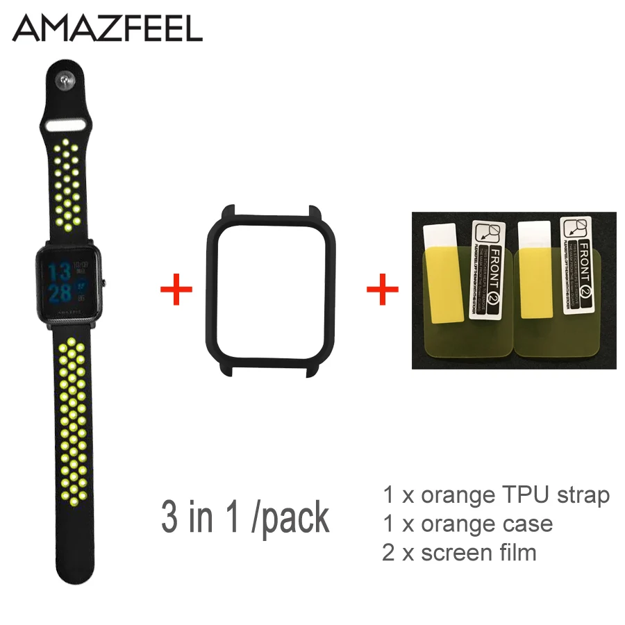 3 в 1 сменный Браслет Для Xiaomi Amazfit Bip Молодежный ремешок двойной цвет ТПУ силиконовый ремешок для часов Huami Amazfit браслет