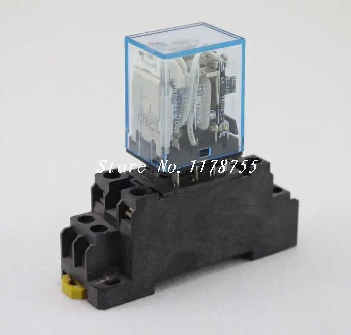 

24V Coil Volt 5A Coil Power Relay JQX-13F-MY2NJ HH52P-L 8 Pins DPDT With Socket Base