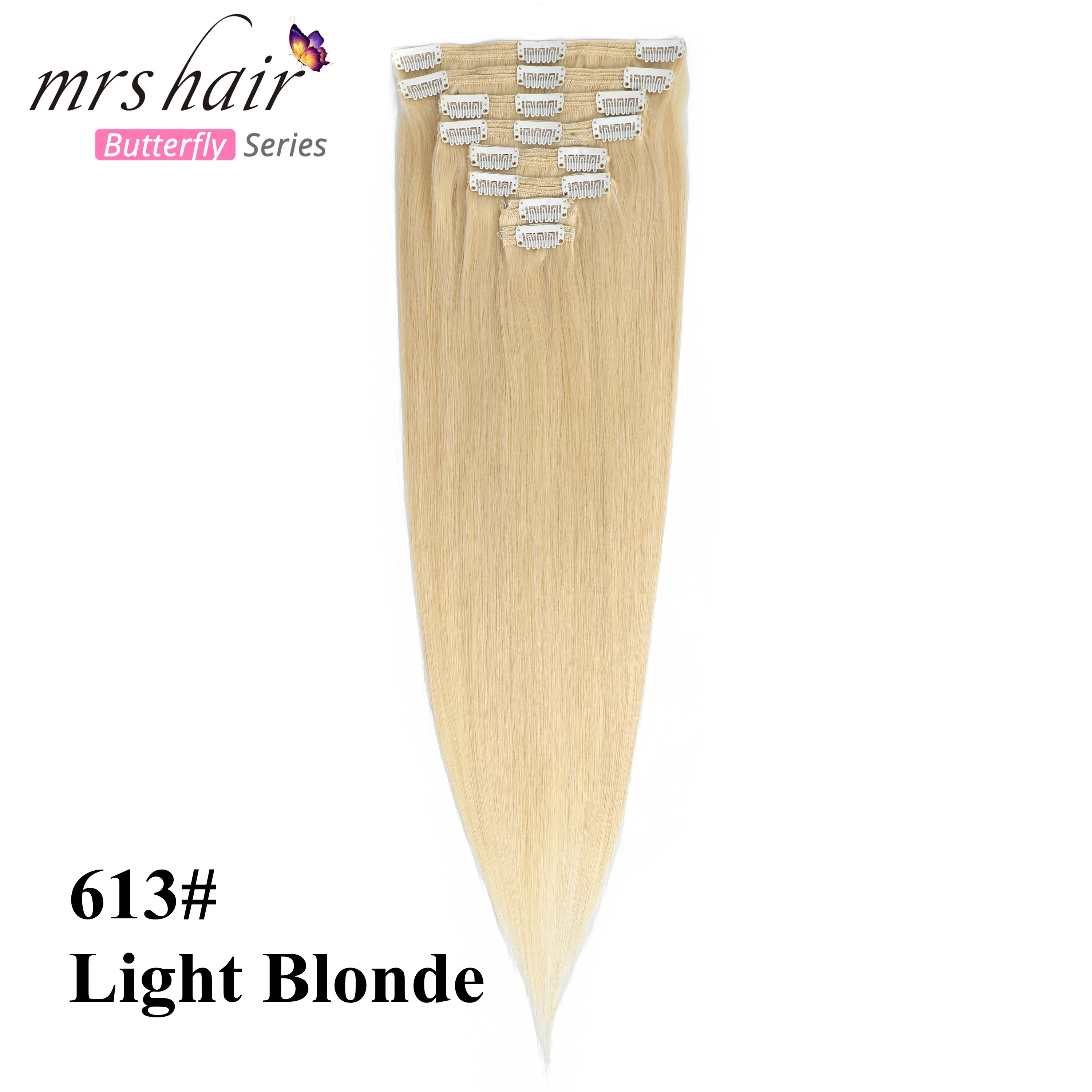 MRS HAIR, Омбре, человеческие волосы для наращивания на заколках, волосы для наращивания, блонд, натуральные волосы remy на заколках, прямые волосы на заколках - Цвет: #613