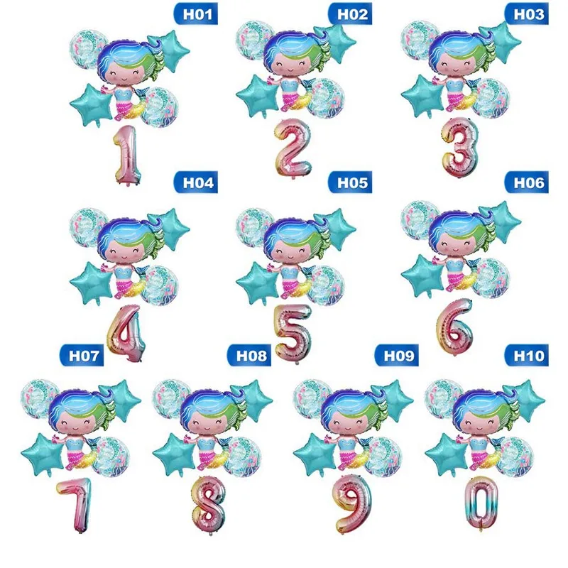 

Mermaid Birthday Party Balloons Kid Girl Boy 1 2 3 4 5 6 7 8 9 Years Old 1st 2nd Birthday Party Digital Balloon Banners