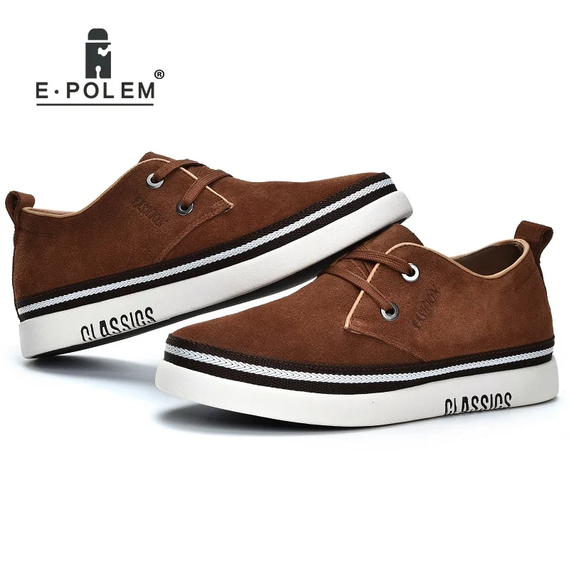 

Genuine Suede Leather Skate Shoes Men Casual Shoes Invisibility 6cm Height Increases Male Lace-Up Spring/Autumn Fashion Shoes