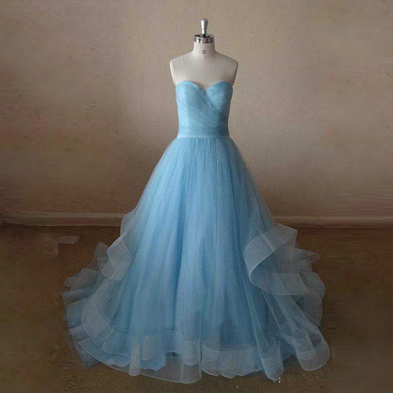 Colorful Tiers Tulle Prom Dresses 2019 Sweetheart Floor Length