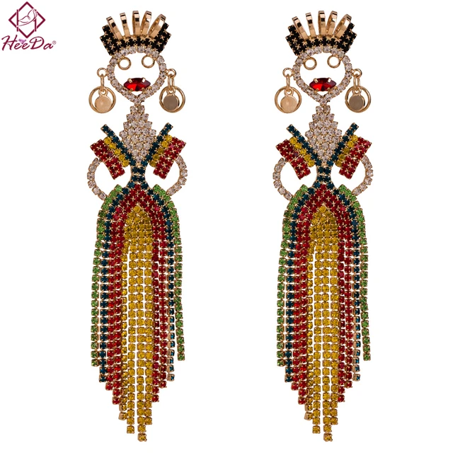 Heeda Kpop Name Layers Rhinestone Dance Skirt Tel Earrings Heeda Kpop Name Layers Rhinestone Dance Skirt Tel Earrings Women Fashion Creative Luxury Figure Earring