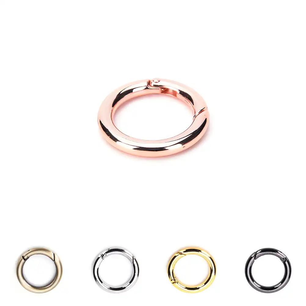 BESTZY 30PCS Snap Clip Hook Carabiner Round Spring Ring Key 33mm Round Spring Snap Clip Hooks Snap Clips Trigger Spring Keyring Buckle for Bags Purses Keychain